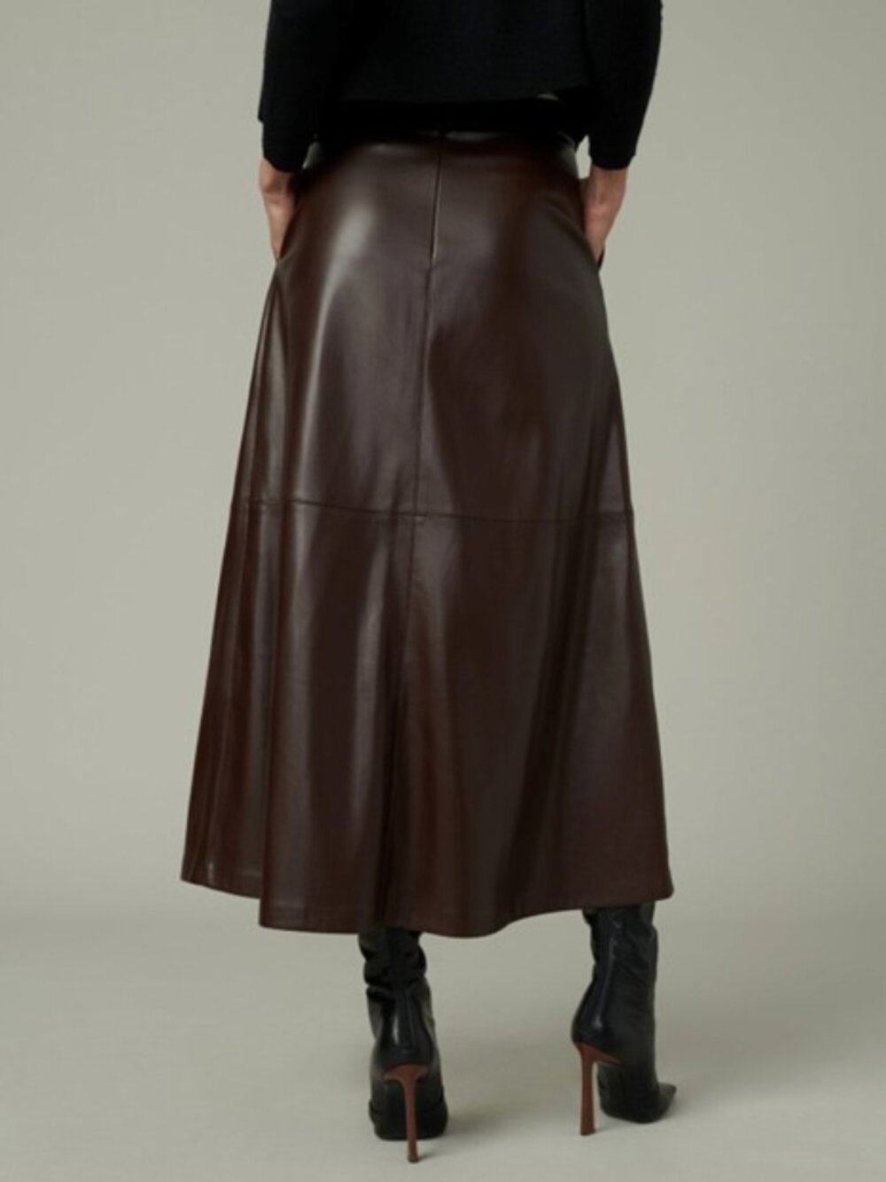 Joe's Jeans x Dani Michelle The Tavi Vegan Leather Midi Skirt - Coffee Bean - 4 - Picture 4 of 9